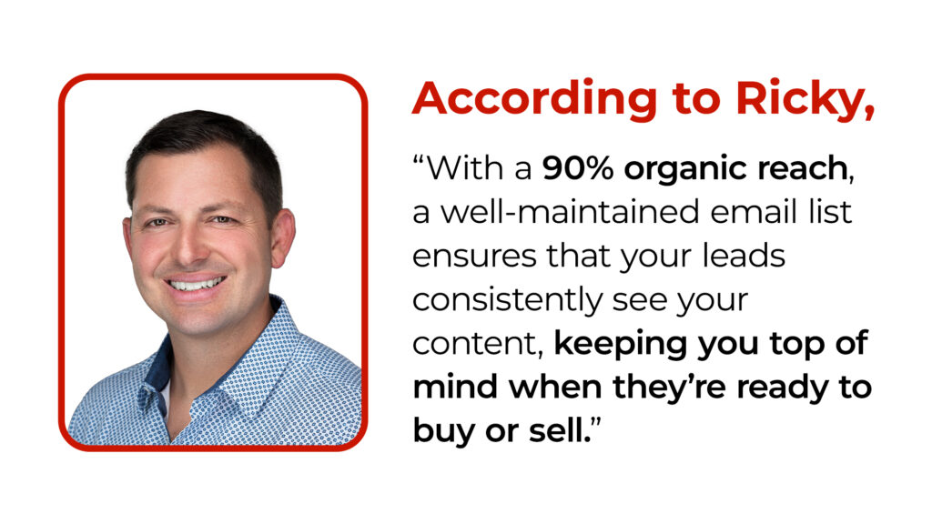 Ricky Carruth Quote "Email has a 90% organic reach for real estate agents" 