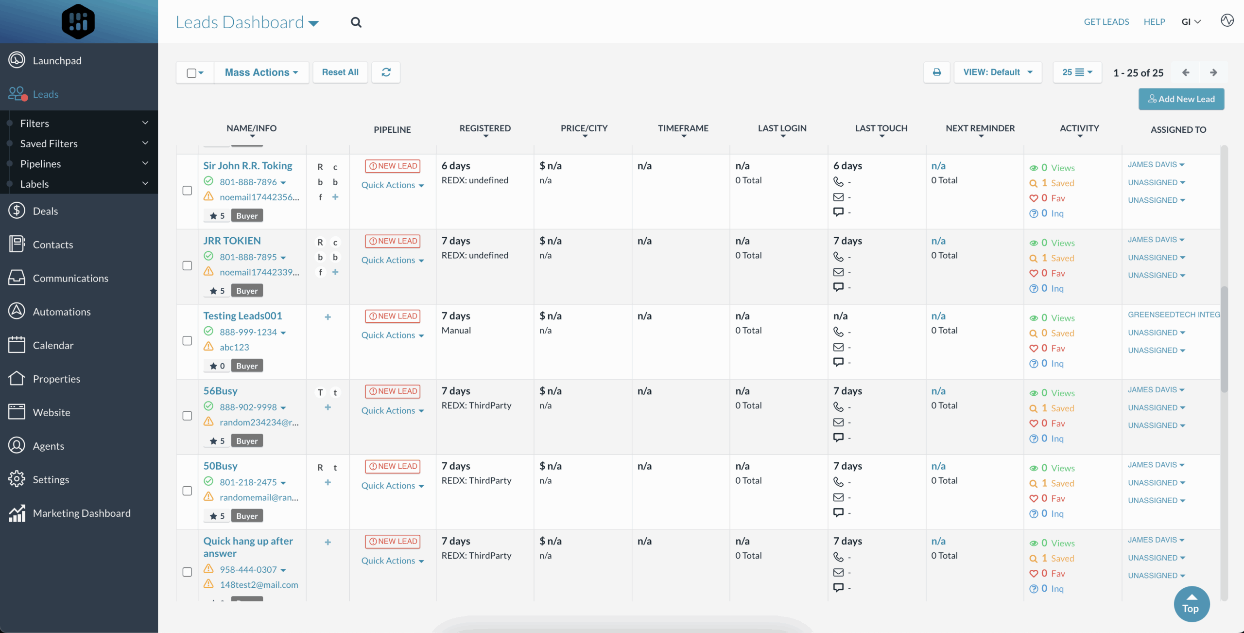 CINC Platform Dashboard with REDX Leads