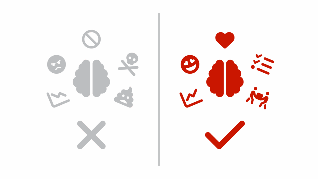Prospecting avoidance graphic showing two different mindsets on prospecting 