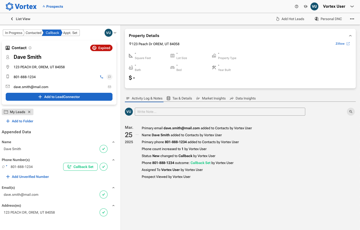 Send a Lead to Lead Connector inside Vortex with the REDX Lead Connector Integration