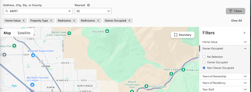 GeoLeads Example Filters screenshot