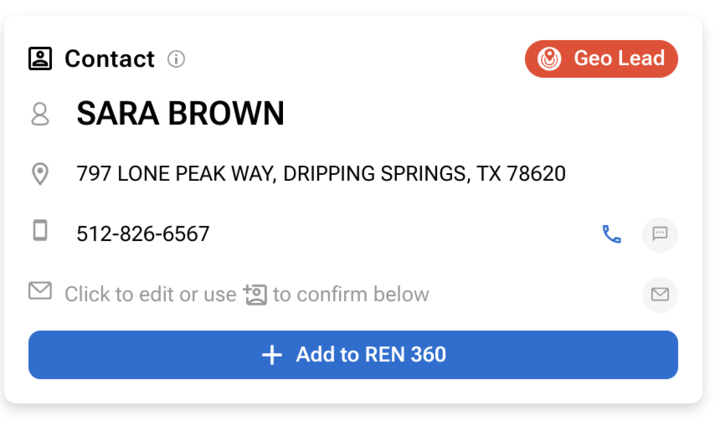 send leads to REN 360 in vortex