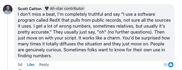 Scott Catton "What do you say when they ask 'How did you get my number'? 