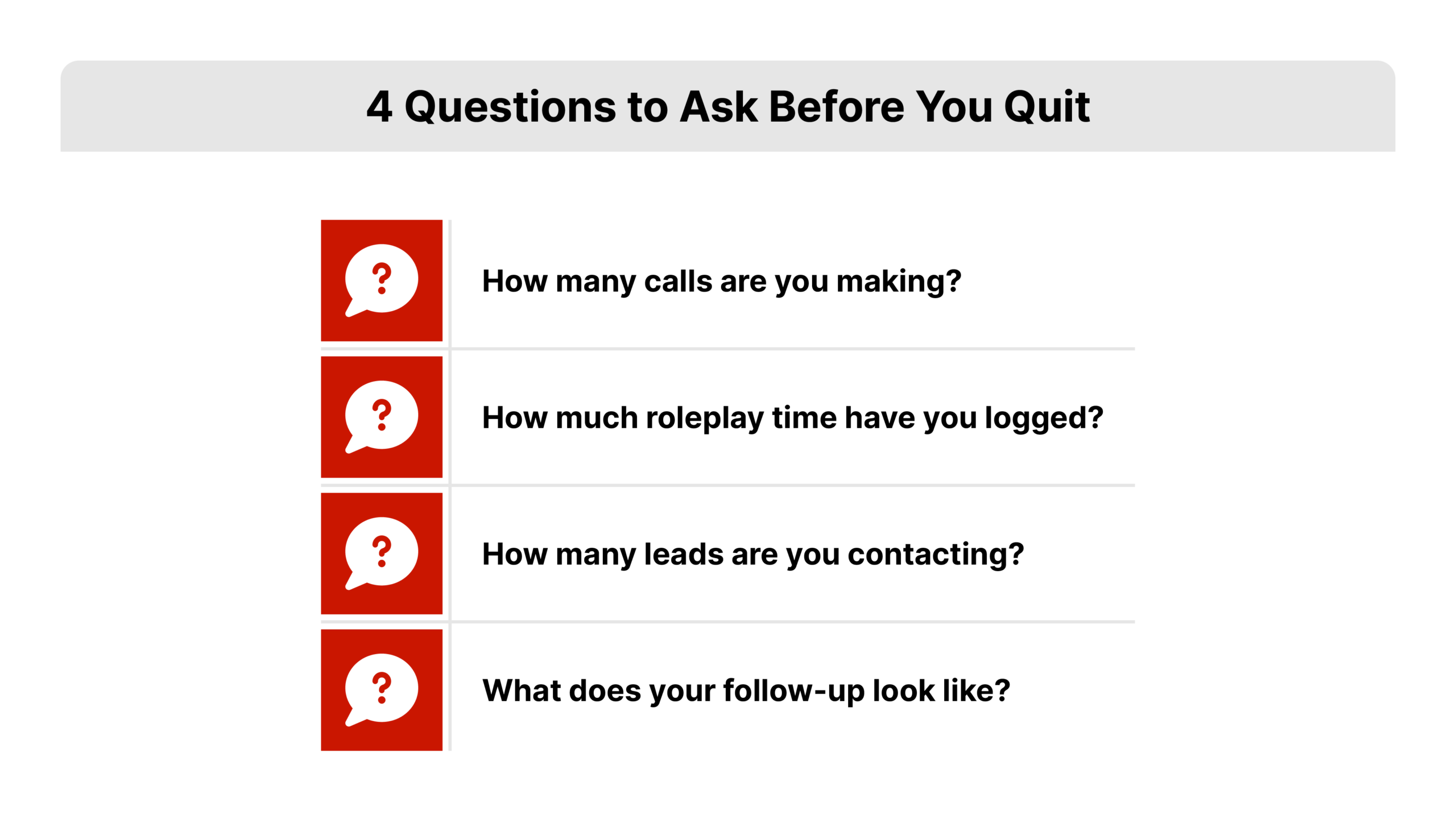 Flat 2D vector checklist card in REDX brand red and white with four checkbox rows and short labels, presenting a data checklist for real estate cold calling.