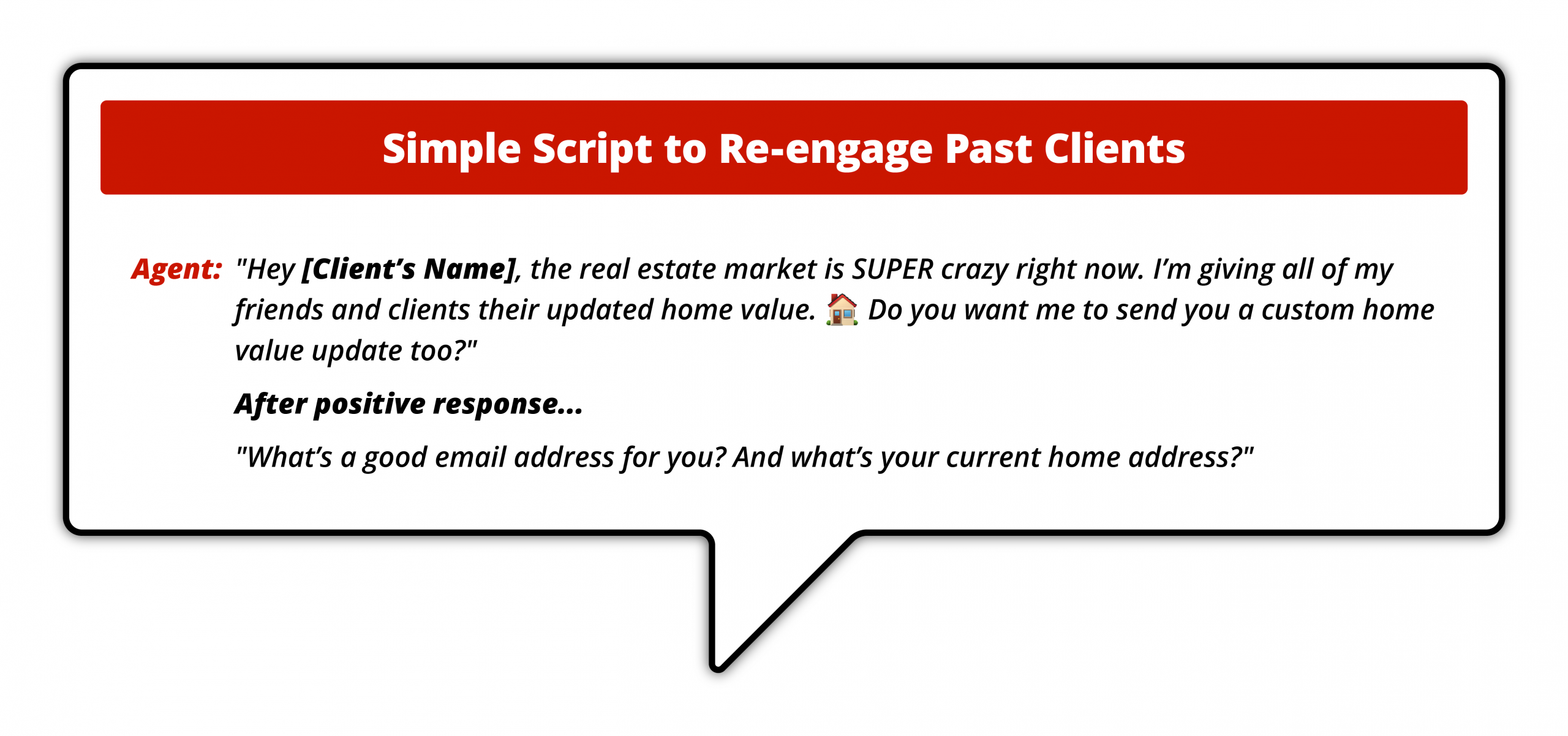 Graphic- Simple short script to Re-engage Pasts Clients