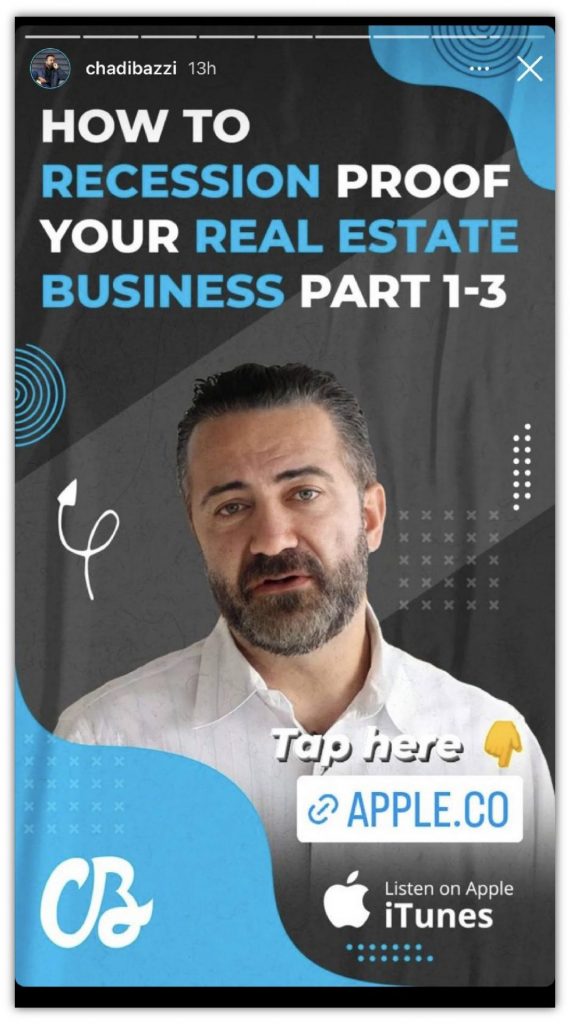 Instagram Story image A person standing in front of a whiteboard with handwritten notes about real estate business strategies. 