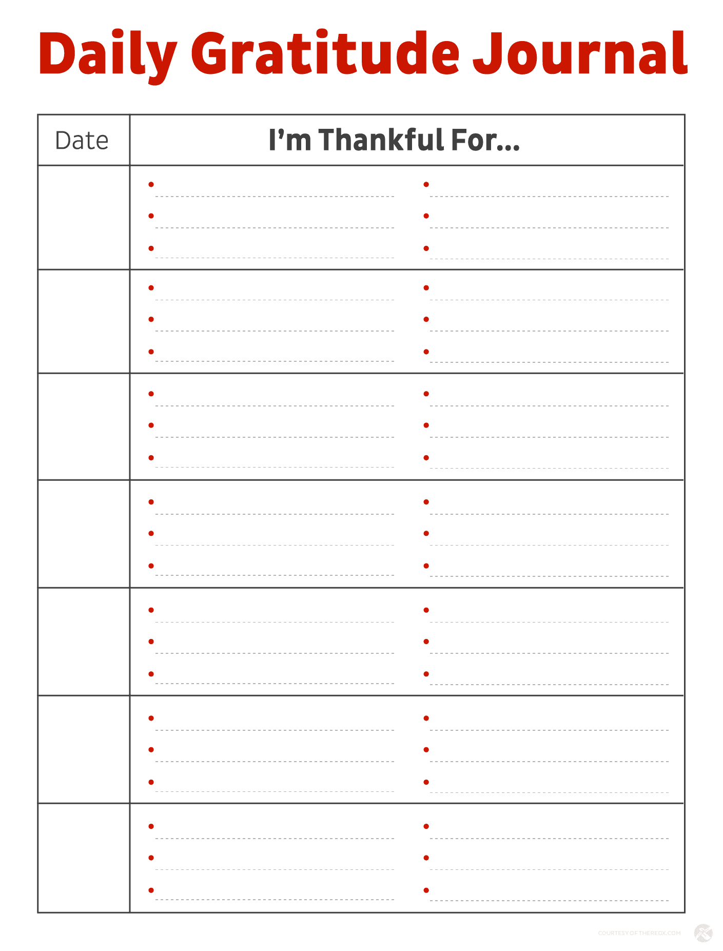 Daily gratitude journal with a list of things you are grateful for can help reduce real estate stress. 